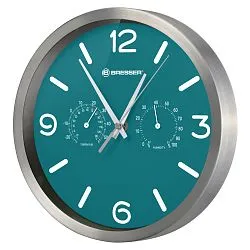 obrázek nástěnné hodiny Thermo/Hygro Bresser MyTime DCF 25 cm, benzínová modrá