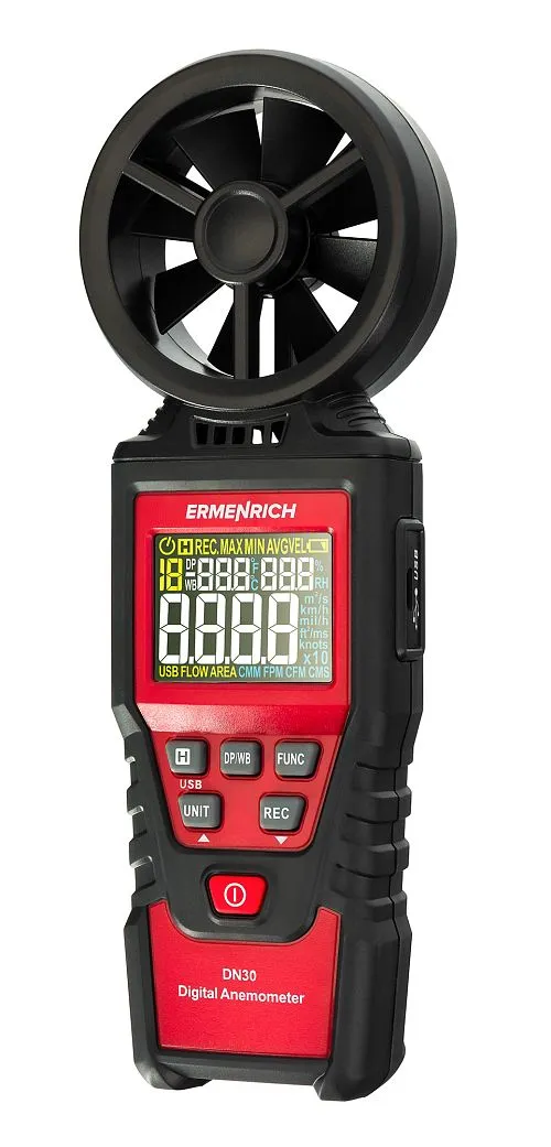 snímek digitální anemometr Ermenrich Seek DN30
