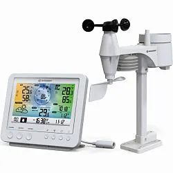 foto meteostanice Bresser 5v1 s Wi-Fi a barevným displejem, bílá