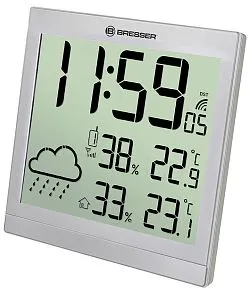foto meteostanice Bresser TemeoTrend JC LCD RC (nástěnné hodiny), stříbrná