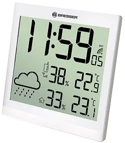 foto meteostanice Bresser TemeoTrend JC LCD RC (nástěnné hodiny), bílá