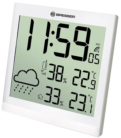 foto meteostanice Bresser TemeoTrend JC LCD RC (nástěnné hodiny), bílá