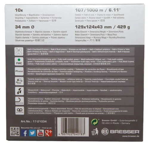 foto binokulární dalekohled Bresser Pirsch 10x34,  13