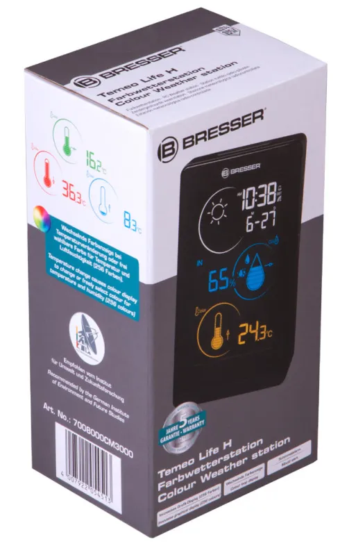 snímek meteostanice Bresser Temeo Life H s barevným displejem, černá,  10