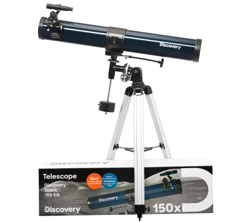 fotografie hvězdářský dalekohled Levenhuk Discovery Spark 769 EQ s knížkou,  2