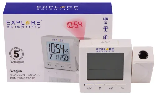 foto hodiny Explore Scientific RC s digitálním projektorem teploměrem pro vnitřní použití, bílá barva,  13