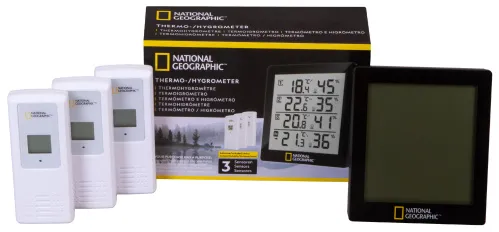foto thermohigrometr Bresser National Geographic 4 wyniki pomiarów, černá,  2