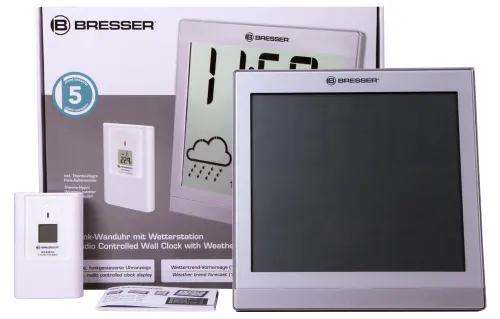 foto meteostanice Bresser TemeoTrend JC LCD RC (nástěnné hodiny), stříbrná,  2