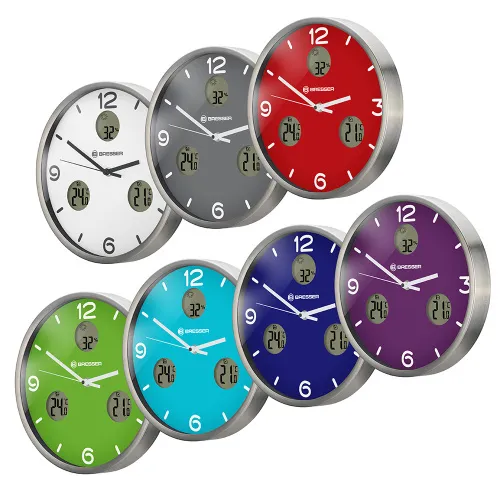 snímek nástěnné hodiny Thermo/Hygro Bresser Optus MyTime Bresser MyTime io NX 30 cm, bílý,  12