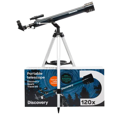 snímek hvězdářský dalekohled Levenhuk Discovery Spark Travel 60 s knížkou,  2