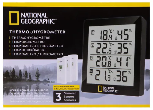 foto thermohigrometr Bresser National Geographic 4 wyniki pomiarów, černá,  11