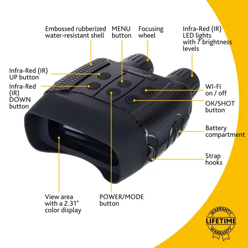 foto digitální binokulární dalekohledy s nočním viděním a s funkci Wi-Fi Levenhuk Halo 13X,  13