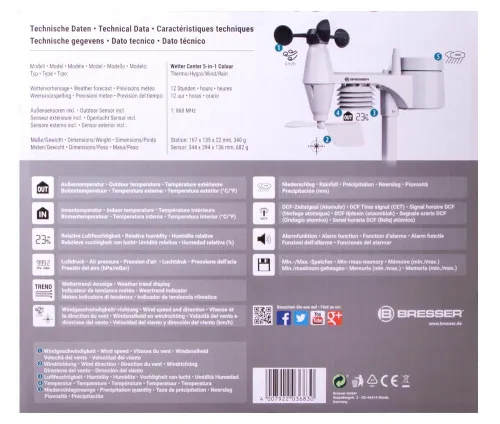 fotografie meteostanice Bresser 5v1 s barevným displejem, černá,  14