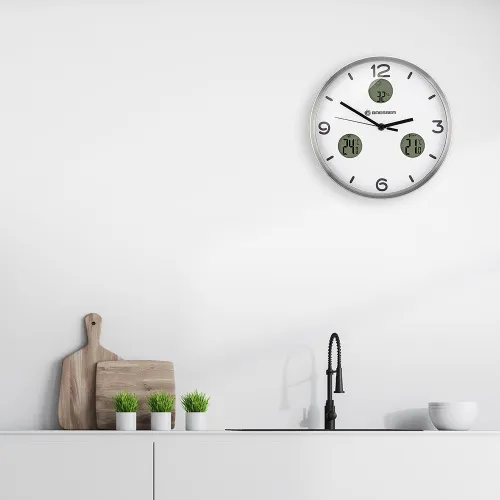 snímek nástěnné hodiny Thermo/Hygro Bresser Optus MyTime Bresser MyTime io NX 30 cm, bílý,  3
