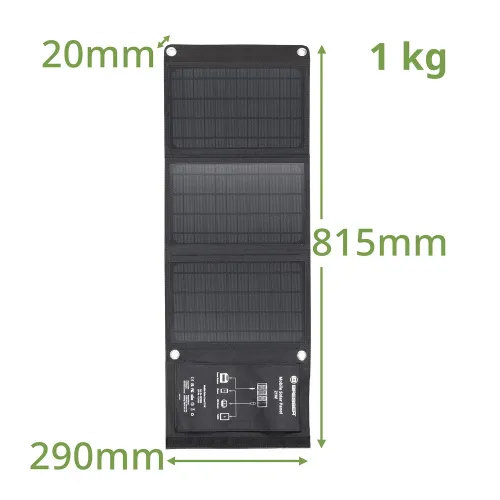 foto přenosná solární nabíječka Bresser 21 wattů s USB,  5