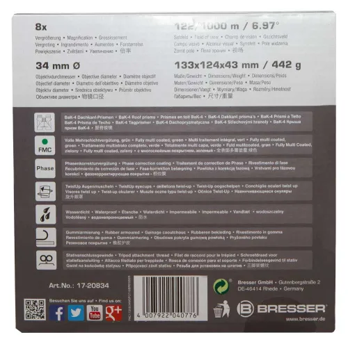 fotografie binokulární dalekohled Bresser Pirsch 8x34,  13