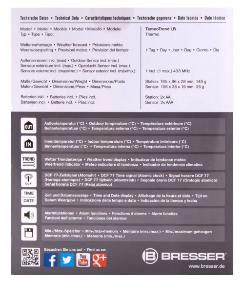 foto meteostanice Bresser TemeoTrend LB RC,  12