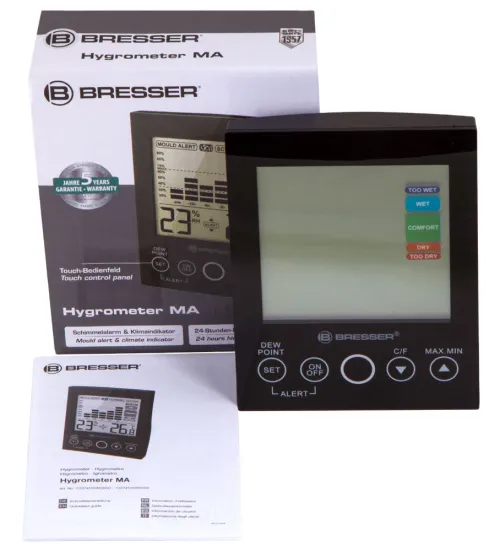 fotografie vlhkoměr Bresser s alarmem proti plísním, černý,  2