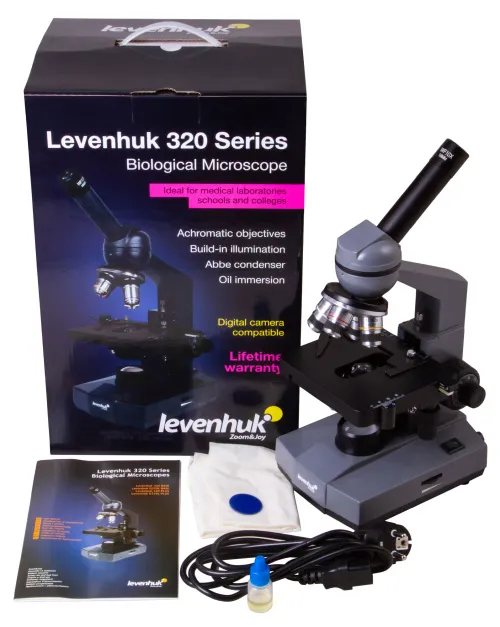 fotografie biologický monokulární mikroskop Levenhuk 320 BASE,  2