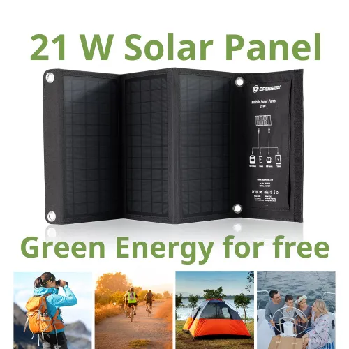 foto přenosná solární nabíječka Bresser 21 wattů s USB,  2