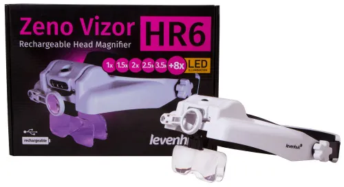 foto dobíjecí náhlavní lupa Levenhuk Zeno Vizor HR6,  10