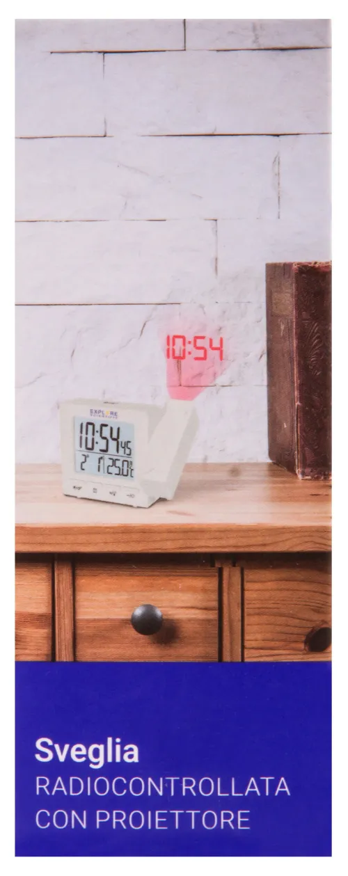 foto hodiny Explore Scientific RC s digitálním projektorem teploměrem pro vnitřní použití, bílá barva,  17