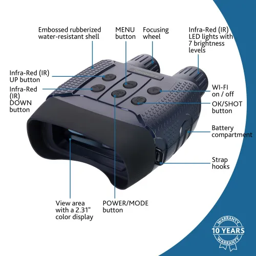 obrázek digitální binokulární dalekohled s nočním viděním se stativem Levenhuk Discovery Night BL20,  15